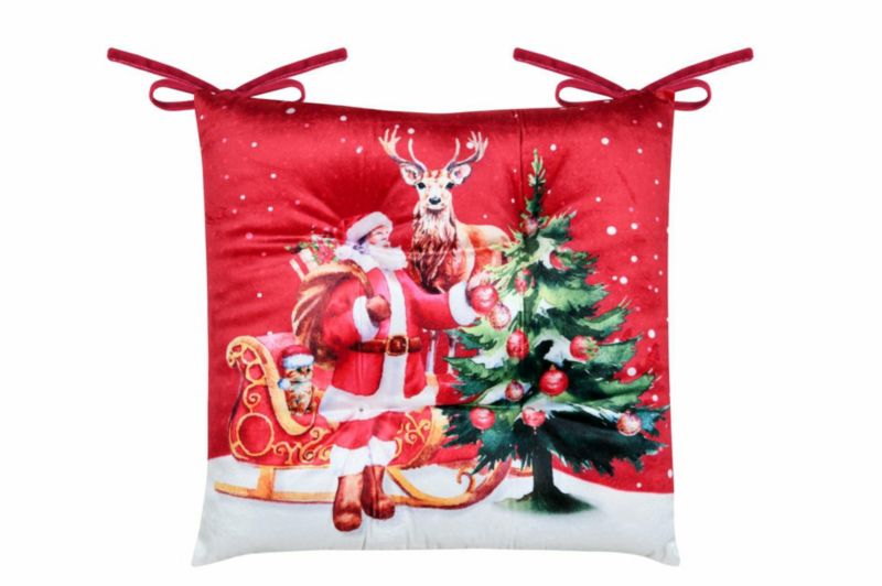 Poduszka na krzesło Noel STOF Biało-Czerwony Mikołaj 38x38 cm 1 szt.