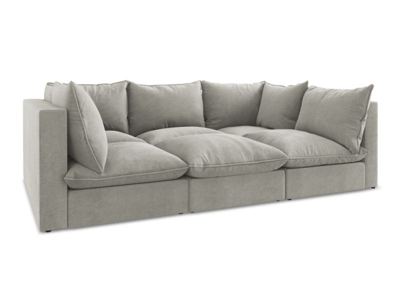 3-osobowa kanapa modułowa LaMiaSofa RAVENNA z tkaniny strukturalnej 255x180 cm jasny szary 1 szt.