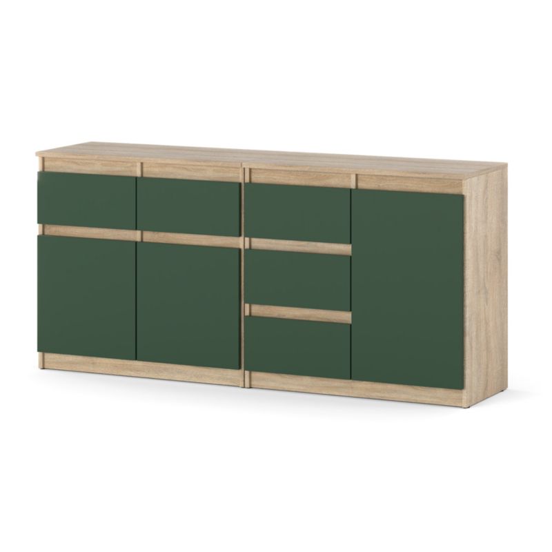 Komoda Hurtownia-Mebli Szuflady 5 Agnolia Mini 160cm Dąb Sonoma Butelkowa Zieleń 160x35x75 cm 1szt.