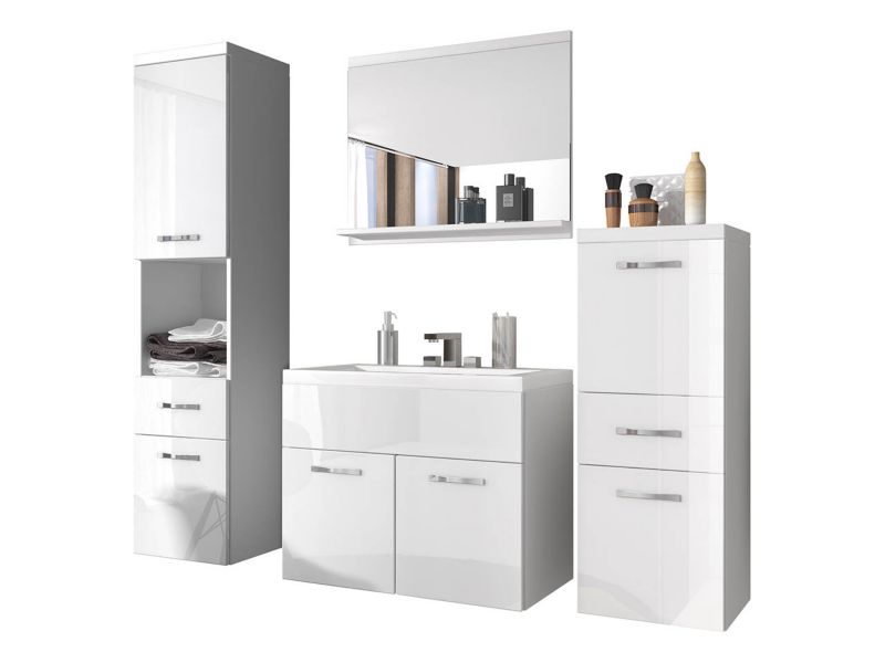 Meble łazienkowe MIRJAN 24 Alba I biały / biały połysk 1 kpl.