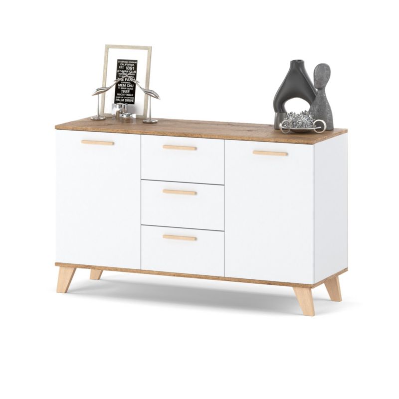 Komoda Hurtownia-Mebli Szuflady 3 Olivier 120 120cm Biały Mat Biały Mat 120x40x75 cm 1szt.