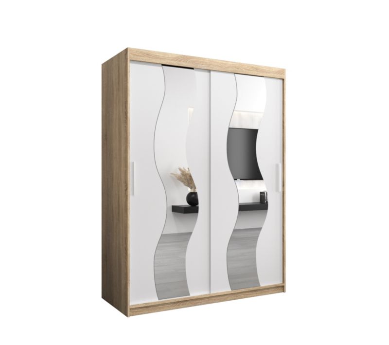 Szafa przesuwna Abiks SEWILLA 150 dąb sonoma + biały mat 1 szt.