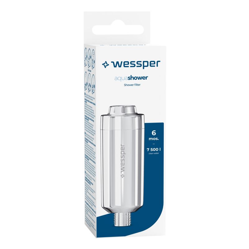 Filtr do wody, Wessper, prysznicowy, uniwersalny, do słuchawek, węży prysznicowych, zmiękczający wodę, srebrny, 1szt