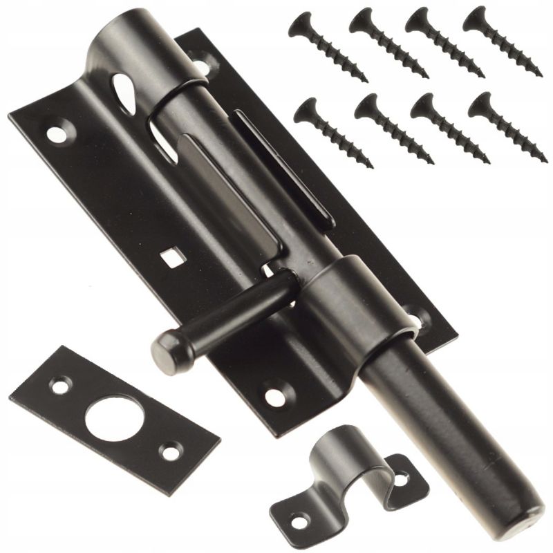 Zasuwa FEINZ Drzwiowa Bramowa Rygiel Jednostronna L100 Czarna Na Kłódkę Wkręty 1 szt.