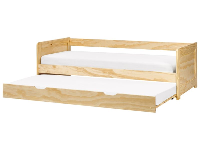 Łóżko wysuwane drewniane 90 x 200 cm jasne Gravelines 1 szt.