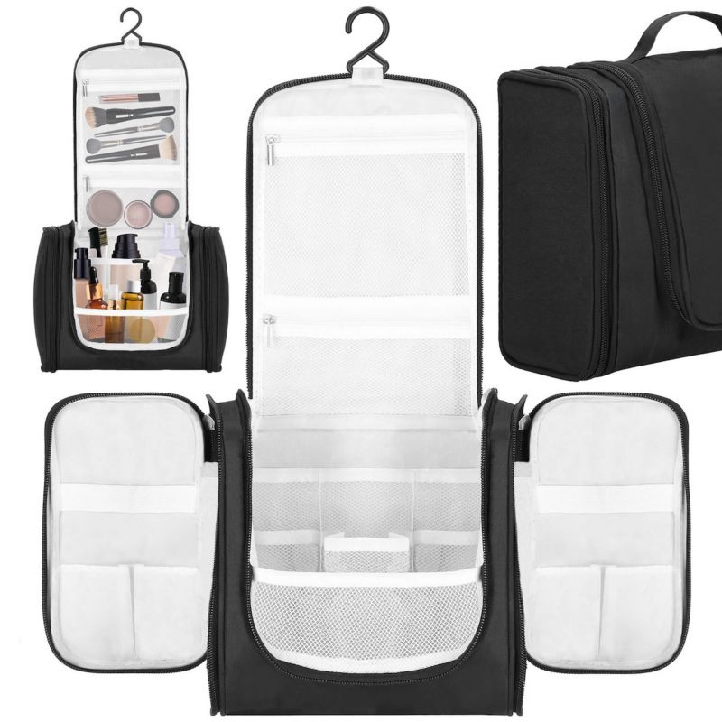 Kosmetyczka, organizer podróżny Springos 24x21x10 cm kuferek z 13 przegródkami, czarny 1 szt.