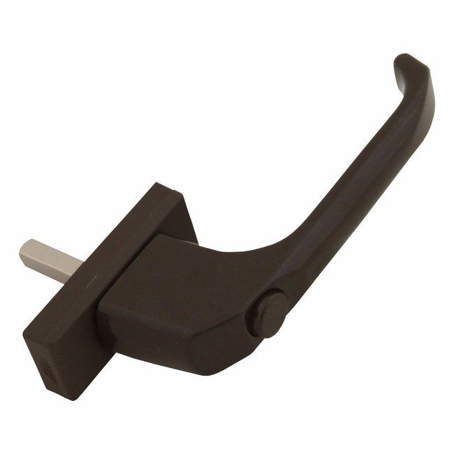 Klamka okienna z przyciskiem Jupiter brązowa