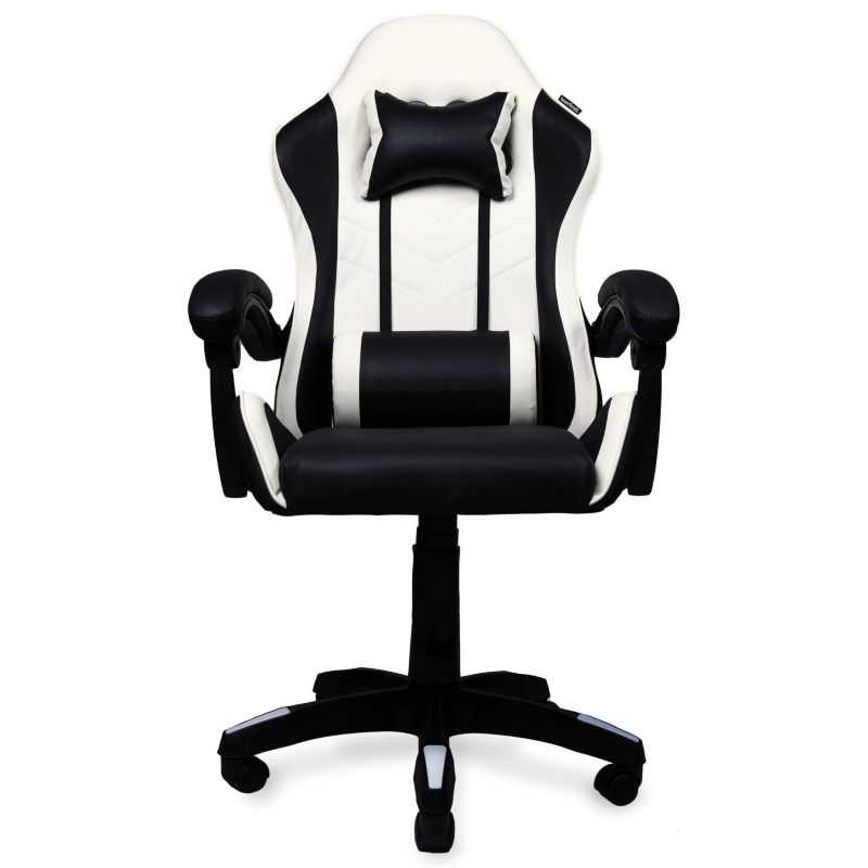 Fotel gamingowy Bauerkraft krzesło obrotowe ekoskóra czarno-biały 1 szt