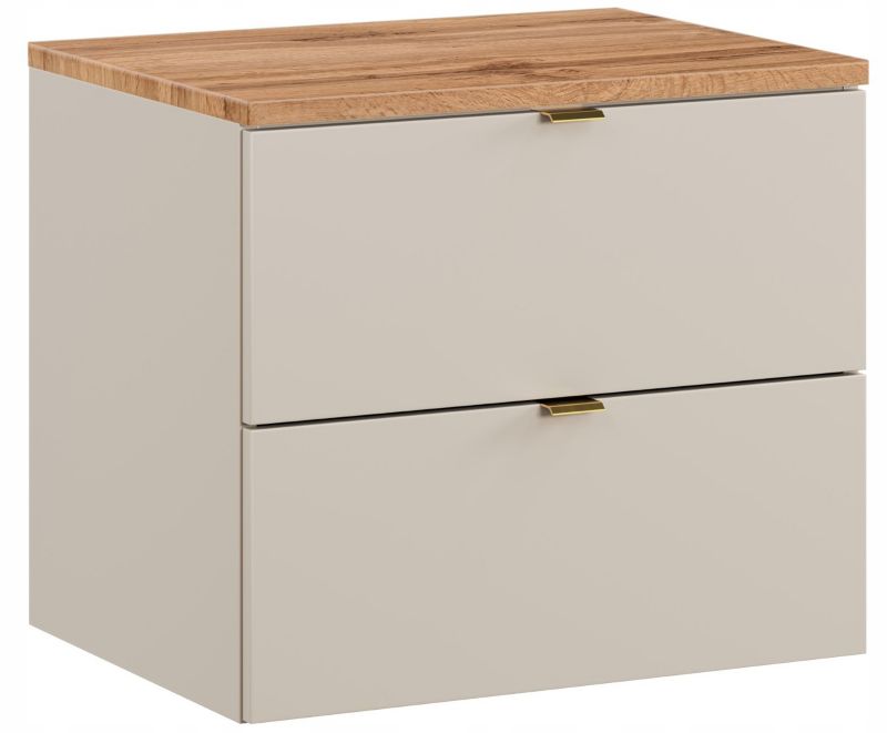 Szafka pod umywalkę Furnidea 60 cm z blatem kaszmir dąb Wotan ryflowany Dalia Cashmere 1 szt.