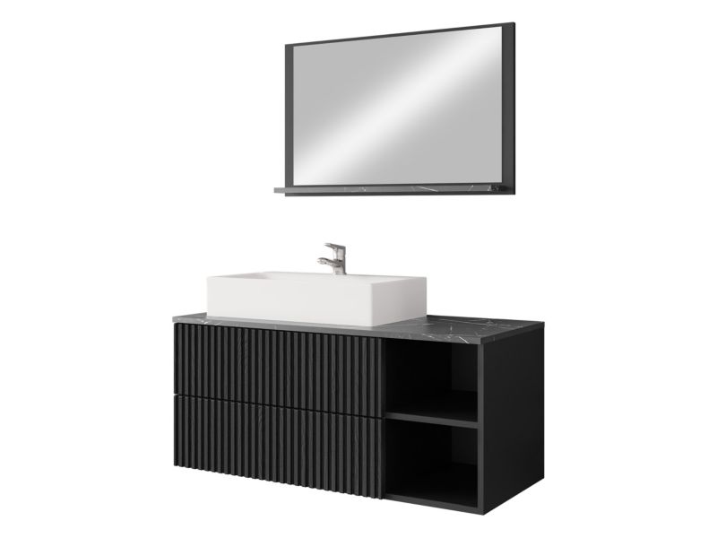 Meble łazienkowe MIRJAN 24 Kertos Ryfel I czarny mat/czarny mat/czarny marmur 1 kpl.