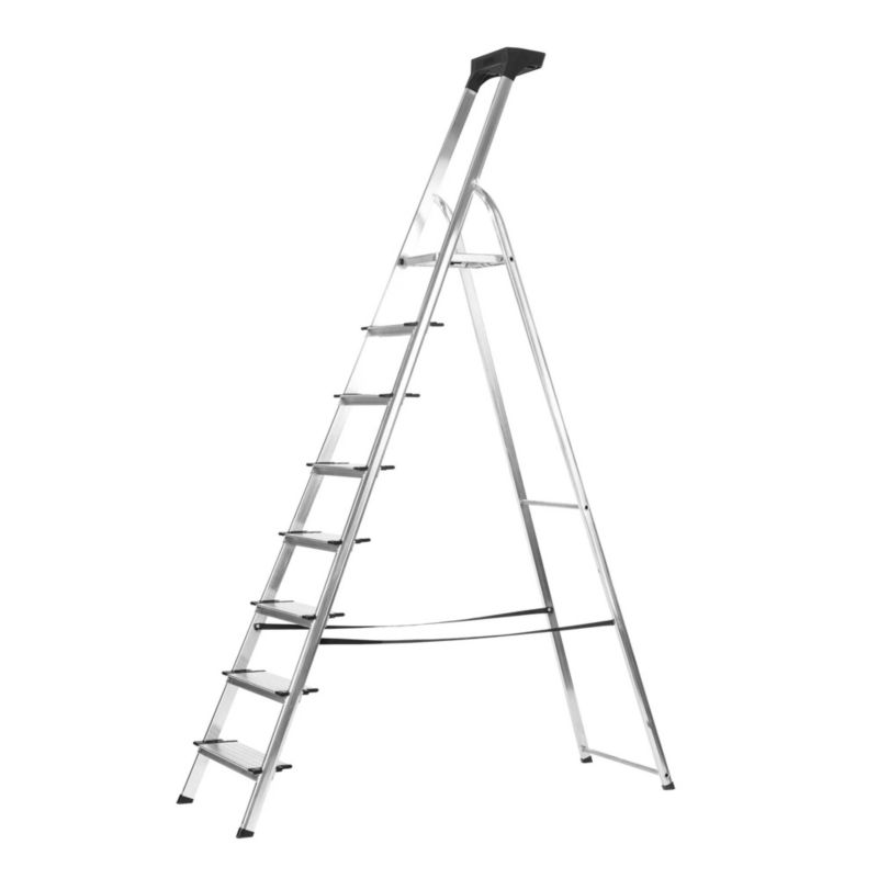 Drabina aluminiowa Bayersystem 8-stopniowa SMART COMPACT PLUS BS-DA8 z półką i szerokimi stopniami 150kg 1 szt.