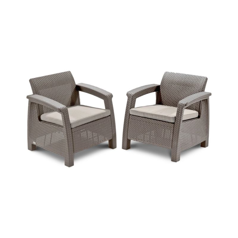 Zestaw Mebli Ogrodowych Keter Balkonowych CORFU 2xFotel na Taras Balkon 1 kpl