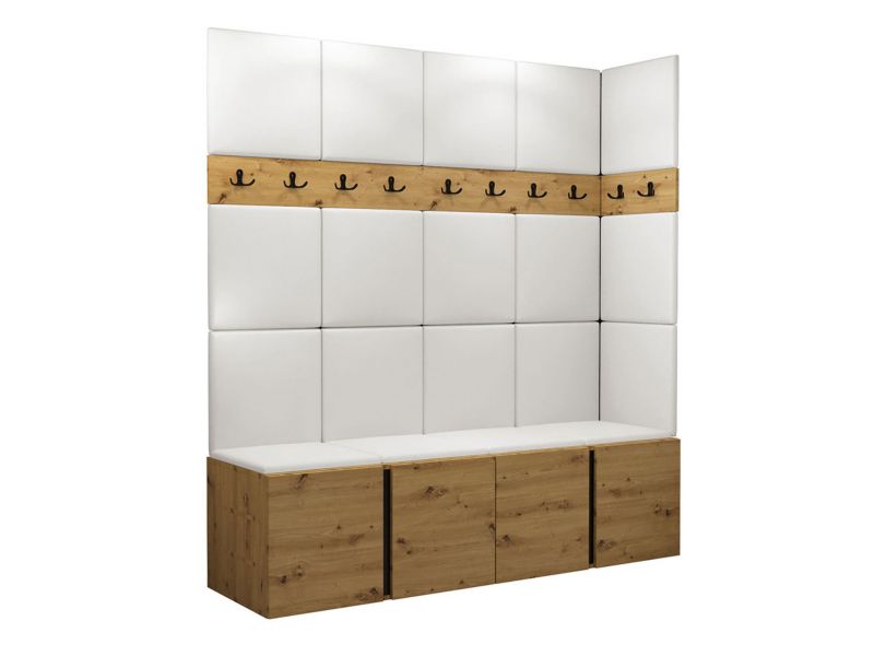 Garderoba MIRJAN 24 Orion II dąb artisan/czarny + biała ekoskóra 1 kpl.