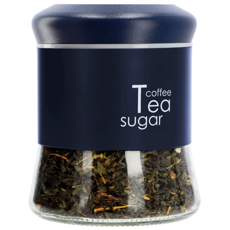 Pojemnik Na Kawę KADAX Herbatę Cukier 750ml Szklany Z Pokrywką Kuchenny Granatowy 1szt.