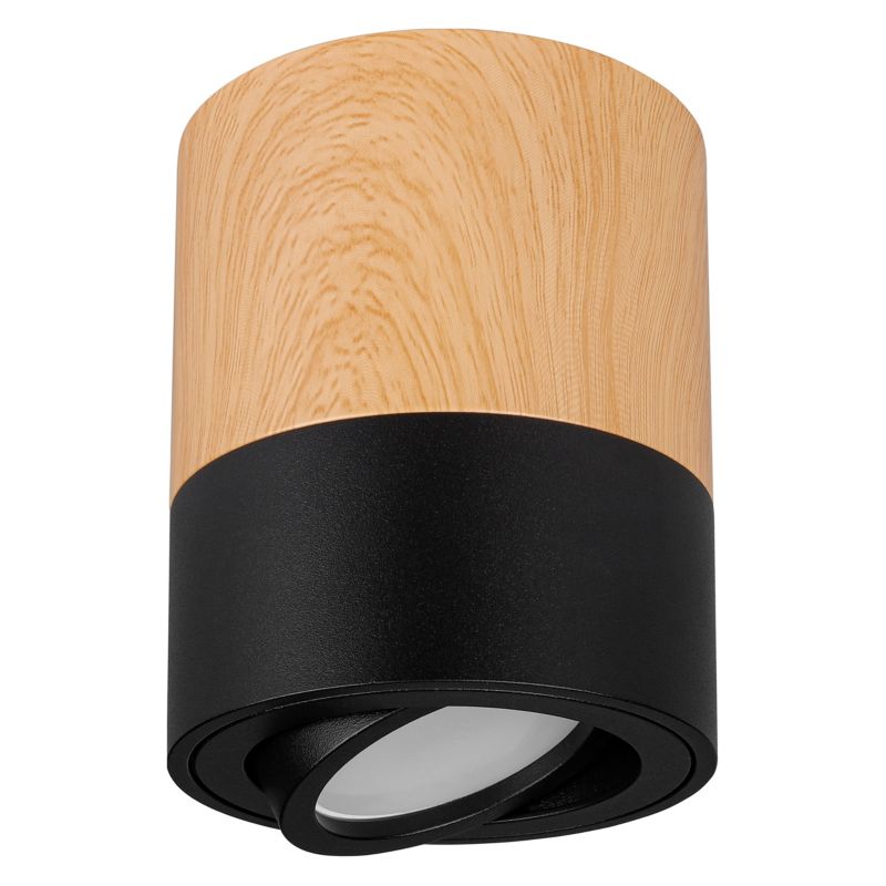 Oprawa lampa natynkowa MasterLED GU10 80x100 mm okrągła tuba czarna drewno IP20 1 szt.