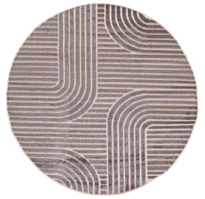 Dywan wewnętrzny/zewnętrzny Madison Koło NM72C koło Mazovia 120x 120 cm szary motyw geometryczny krótki włos 1 szt.