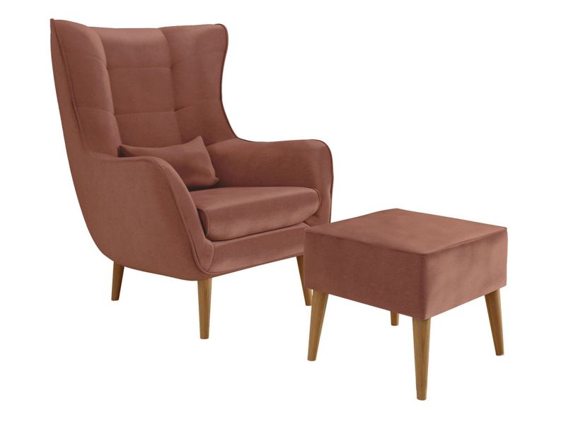 Fotel MIRJAN 24 Estjano z podnóżkiem łososiowy 1 szt.