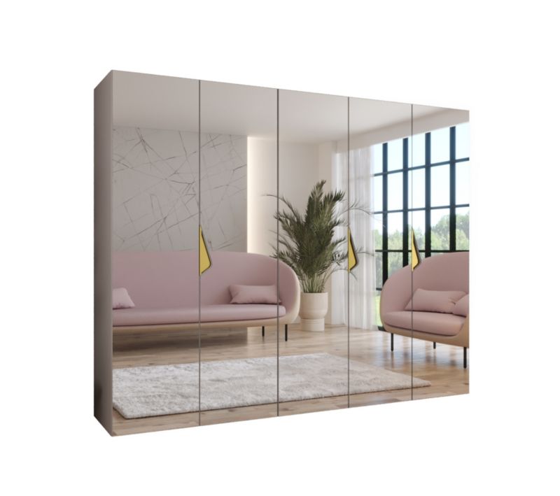 Szafa uchylna z lustrem otwierana Abiks SANDI 3 250 wys 202 cm Kaszmir + Złoty 1 szt