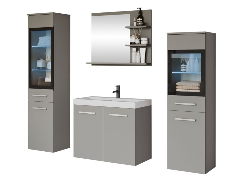 Meble łazienkowe MIRJAN 24 Madrit I z oświetleniem LED RGB szary pallad 1 kpl.