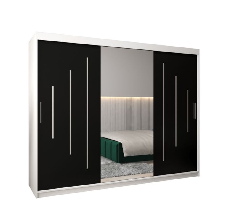 Szafa przesuwna Garderoba Abiks YORK 1 250 biały/czarny 1 szt.