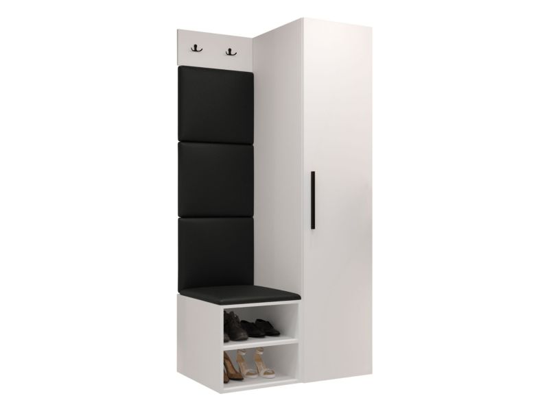 Garderoba MIRJAN 24 Medi III biały + czarna ekoskóra 1 kpl.