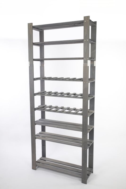 Regał na wino drewniany MODO24 200x80x28 cm szary eko wysoki 1 szt.