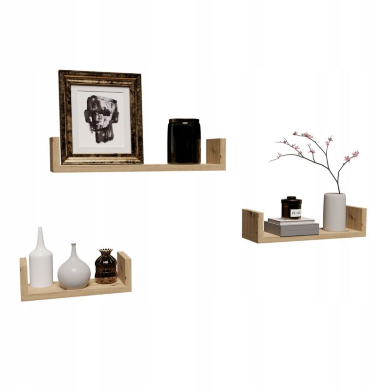 Półka Matkam wisząca MAŁA EX3 dąb artisan 3 szt.