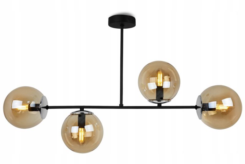 Lampa sufitowa wisząca Light Home LH Tulza 4x E14 40W klosz miodowy/czarny 1szt.