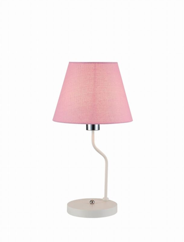 Lampa stołowa Candellux York biało-różowa 1 x E14 x 60W IP20 wym: 44 x 25 x 25 cm tkanina - 1 szt.