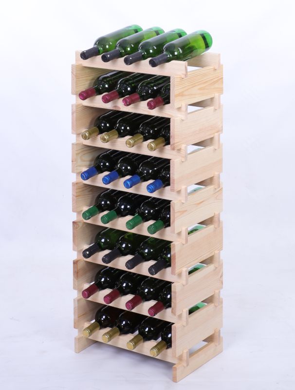 Stojak na wino MODO24 regał modułowy na butelki 8 leżni x 4 butelki montaż bez narzędzi naturalne drewno 1 szt.