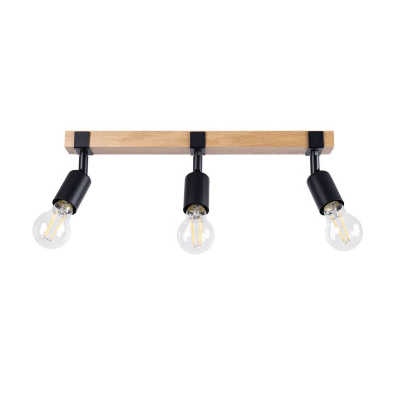 Lampa sufitowa wisząca Sollux Lighting Zuca 5156 czarna-drewno industrialna 3xE27 x 1 szt.