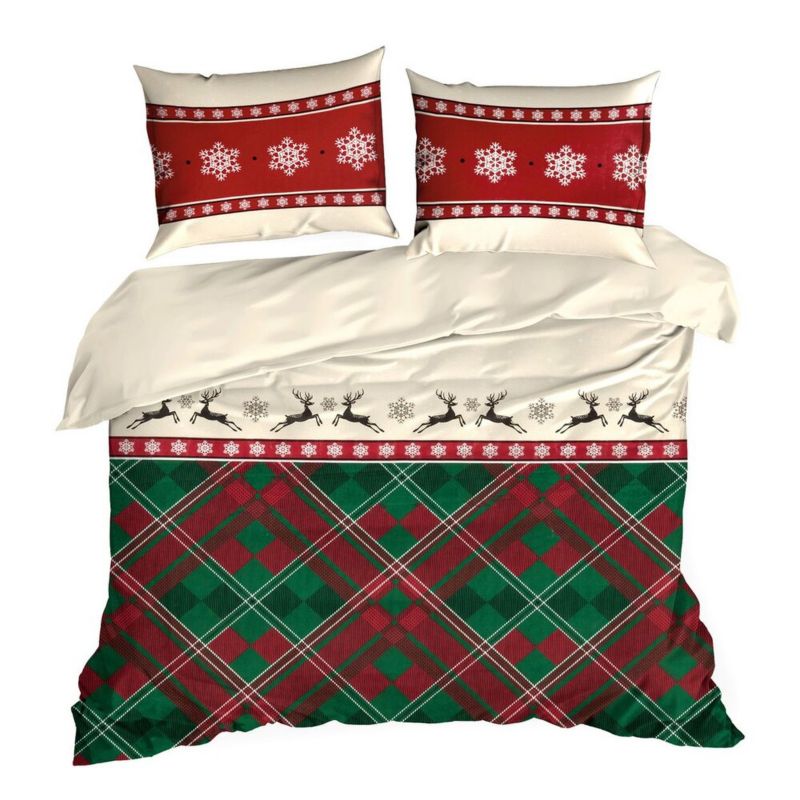 Pościel Świąteczna AUSTIN Eurofirany Bawełniana Czerwona Krata 160X200 Cm Kpl.