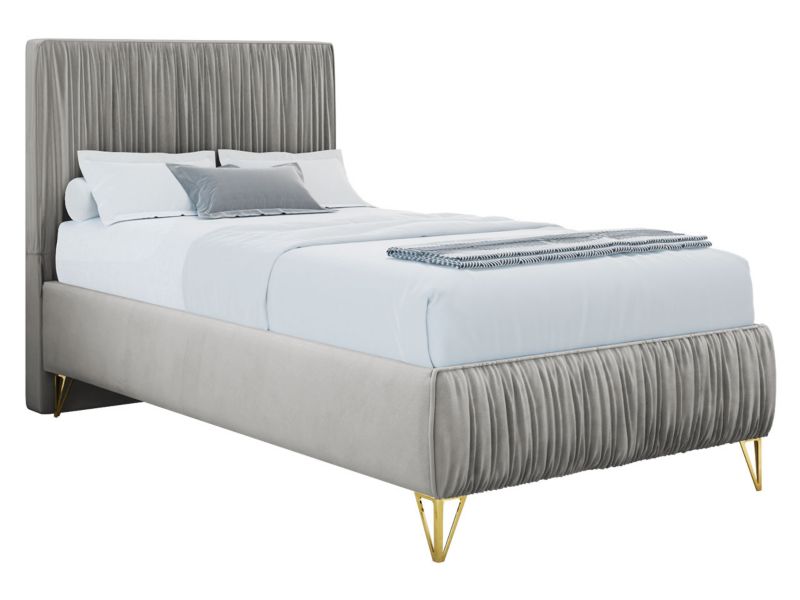 Łóżko tapicerowane MIRJAN 24 Lux I 90x200 srebrny aksamit 1 szt.