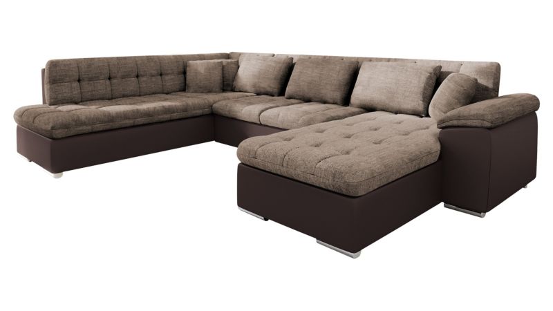 Narożnik z funkcją spania MIRJAN 24 Niko Bis prawy orzechowa ekoskóra/beżowobrązowa plecionka 1 szt.