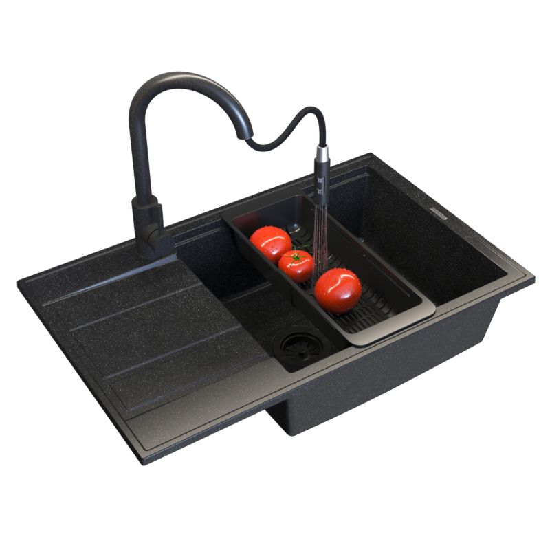 Zlewozmywak Granitowy Jednokomorowy Granitan Louis z Baterią i Syfonem 1kpl.