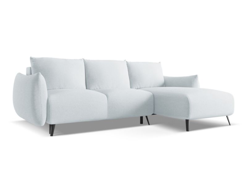 Narożnik prawostronny z funkcją spania LaMiaSofa GENOVA z tkaniny szenilowej 242x162 cm jasny niebieski 1 szt.