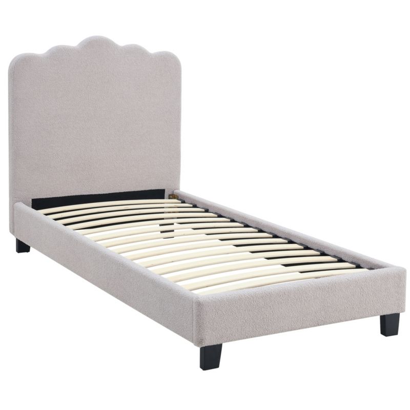 Łóżko Mebel Elite CRATER 90x200 Tapicerowane Jednoosobowe Do Sypialni Baranek Szary 1 szt