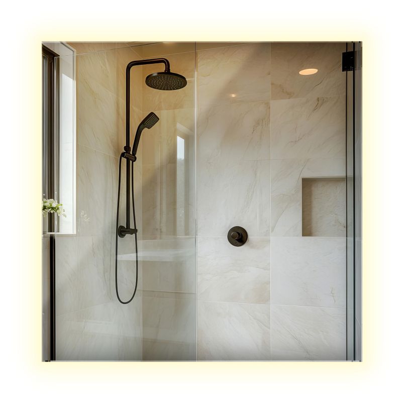 Lustro Prostokątne LED ArtPrintCave 50 x 50 cm Zimne Nowoczesne Ścienne Podświetlane do łazienki 1 szt.