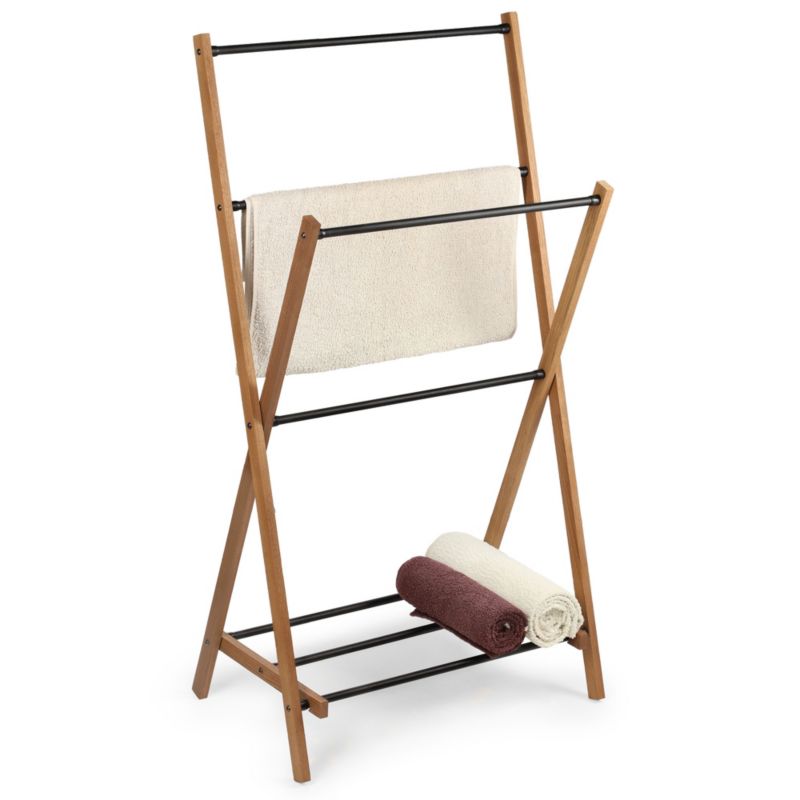 Stojak Na Ręczniki KADAX Czarny Loft Stalowy Drewniany 1szt.