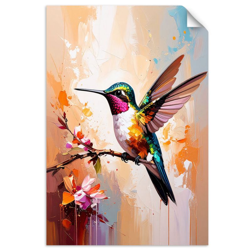 Naklejka samoprzylepna Feeby Kolorowy Ptak Koliber na gałązce 30x45cm 1szt