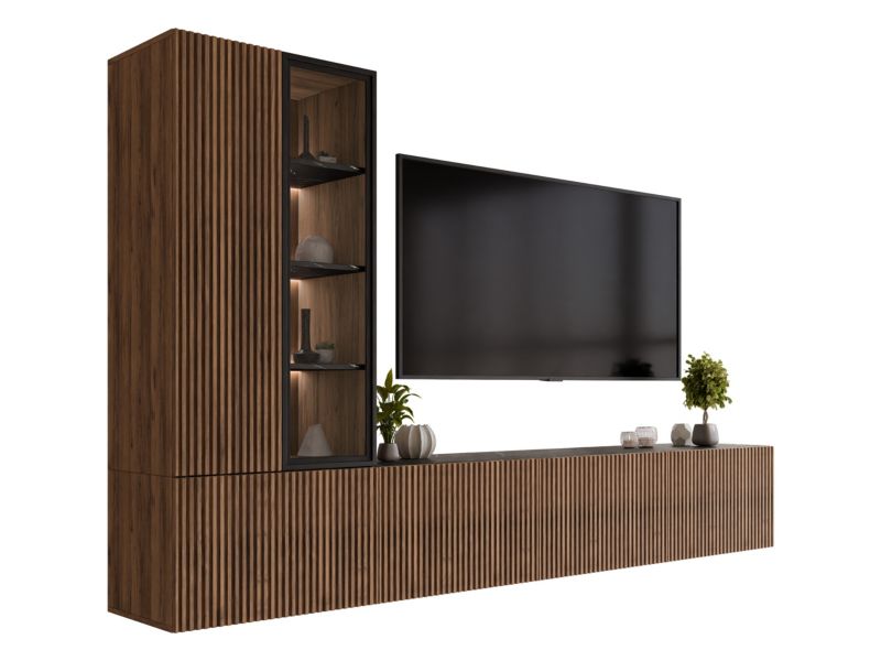 Meblościanka MIRJAN 24 Tiwori orzech warmia + czarny marmur 1 szt.