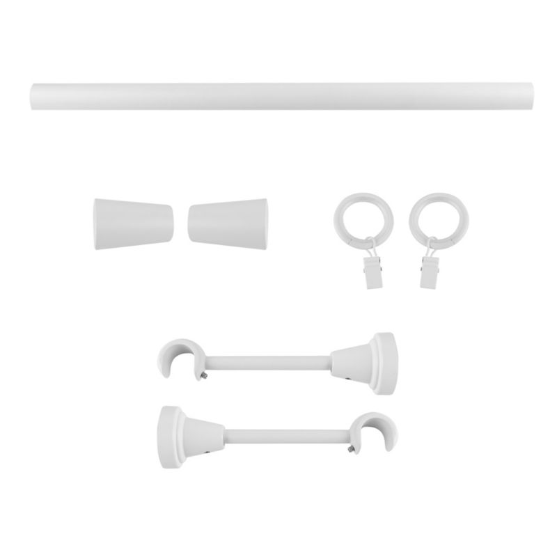 Karnisz pojedynczy GoodHome Anafi 19 mm 240 cm stożek biały mat