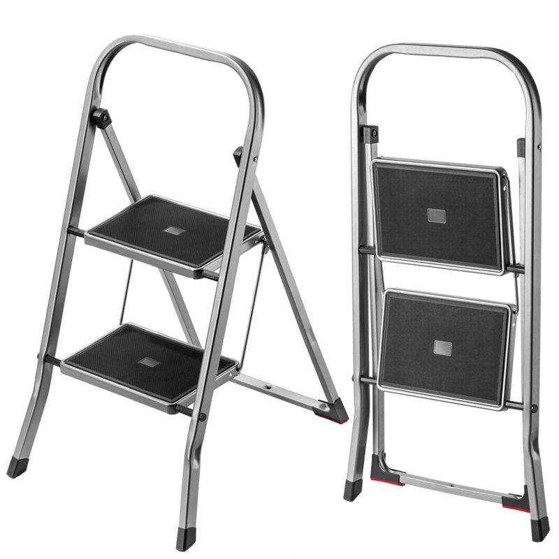 Drabina KADAX Drabinka 2 Schody 150kg Stopniowa Domowa Stalowa Składana 1szt.