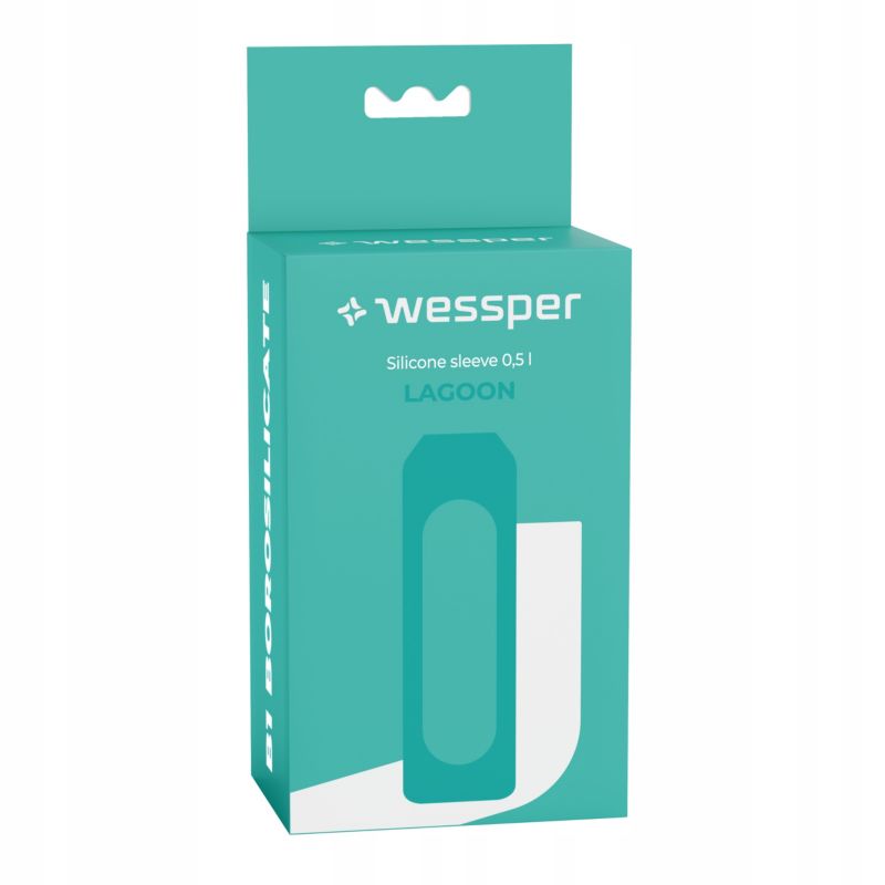 Etui silikonowe, Wessper, do butelki na wodę Wessper B1 BOROSILICATE 0,5L, ochronne, bez BPA, szmaragdowy, 1szt
