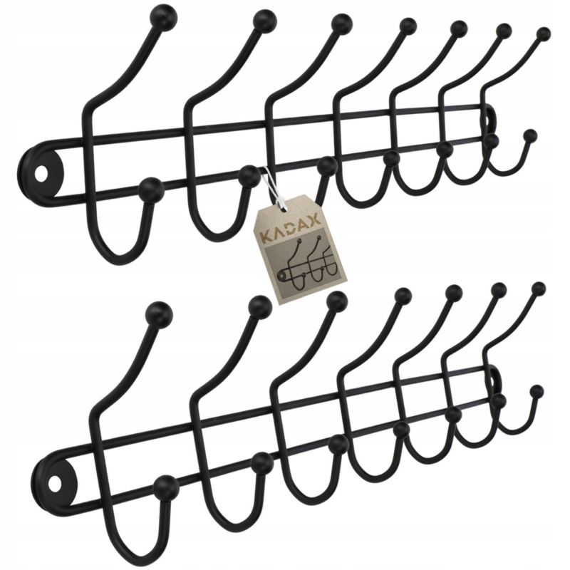 Wieszak KADAX Na Ubrania Uchwyt Ścienny Czarny Loft 2szt