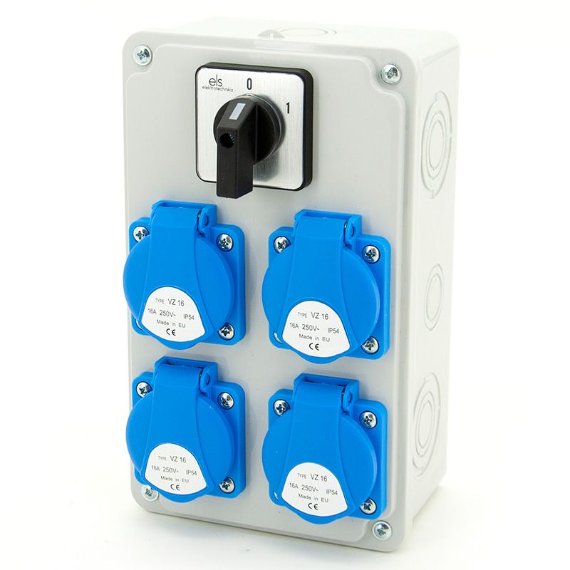 Rozdzielnica budowlana ELS Elektrotechnika N400-01 4x230V UP54 z wyłącznikiem 0-1, skrzynka elektryczna na budowę, 1 szt.