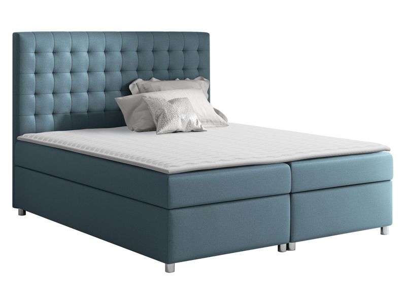 Łóżko kontynentalne MIRJAN 24 Asti 200x200 denimowy niebieski 1 szt.