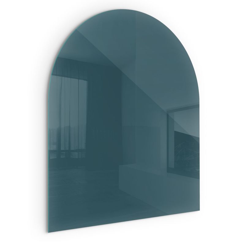 Szklana Podkładka Pod Kominek Półowalny Wallfluent 80x70 cm Morski błękit 1 szt.