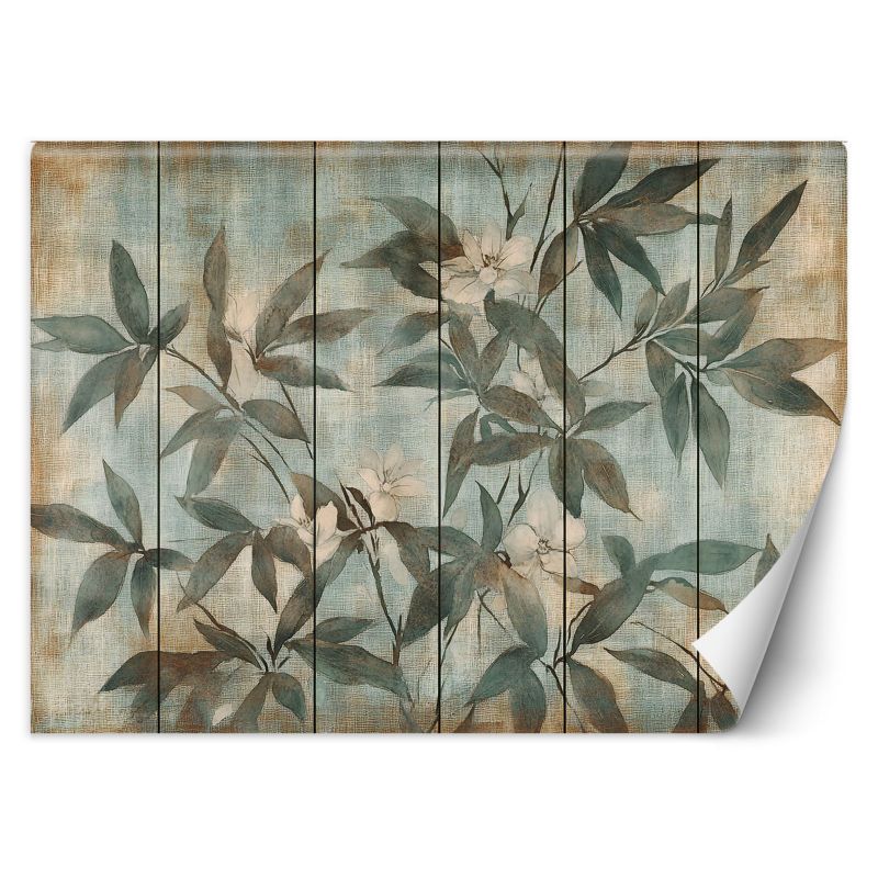 Fototapeta Feeby Liście I Łodygi Na Pastelowym Tle 150x105 1 szt