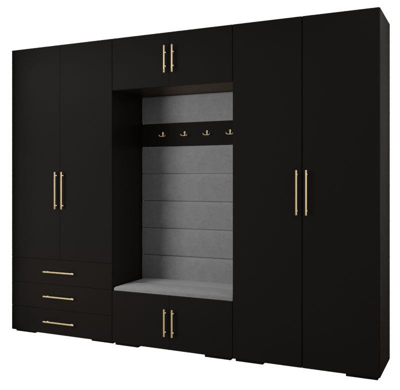 Garderoba do przedpokoju Abiks INOVA 3 Z14 czarny+złoty+manila16 1 szt.